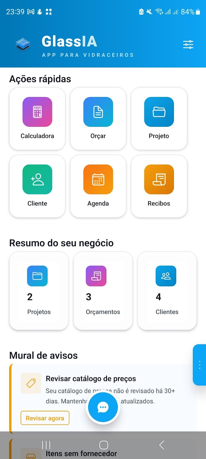 Tela 1 do app GlassIA